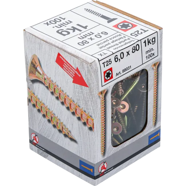 BGS Multischroeven - Torx T25 - 6,0 x 80 mm  - 1 kg / 100 stuks
