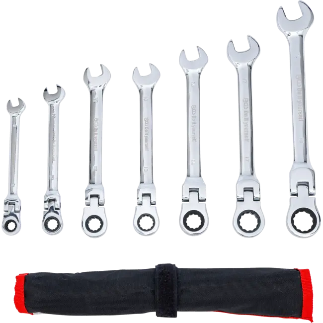 BGS Ratelring-steeksleutelset - flexibele koppen - 8 - 19 mm - 7 delig