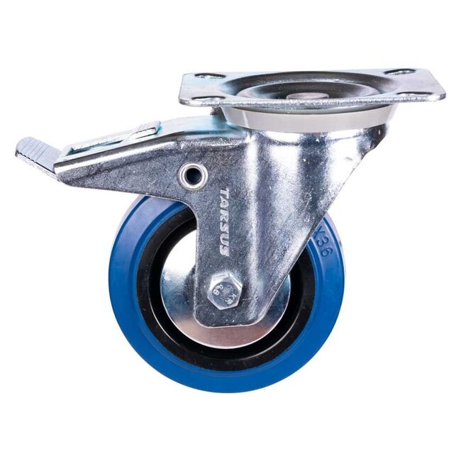 Tarsus Zwenkwiel + rem 100 mm – blauw