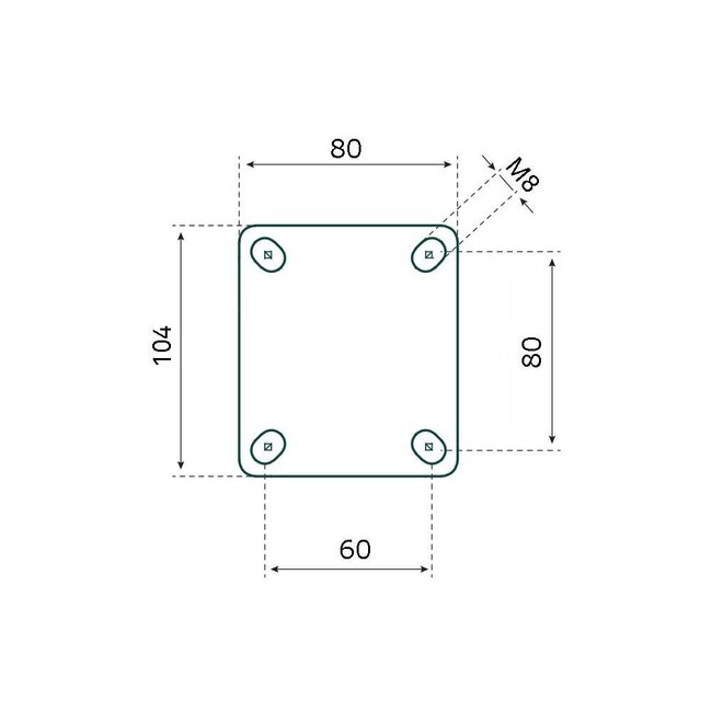 Tarsus Zwenkwiel + rem 100 mm – blauw