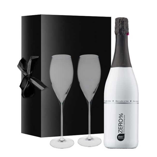 Black & Bianco Sparkling Zero% geschenk met twee glazen