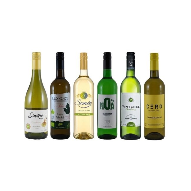 Drankcadeau Alcoholvrije Chardonnay wijn proefpakket 6 x 75CL
