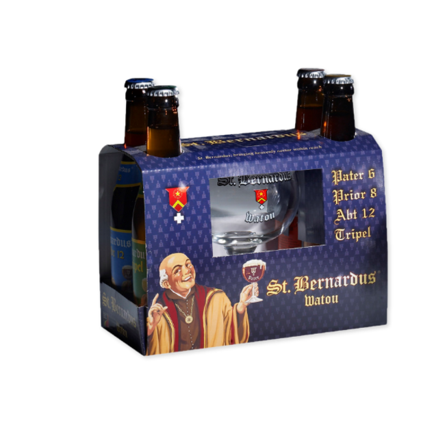 St. Bernardus Proeverij set 4 x 33cl met een Glas