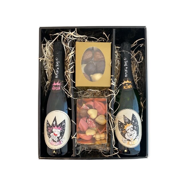 Rock 'n Rolle Valentijnspakket King 75CL & Queen 75CL met Chocolade