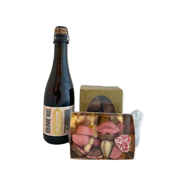 Kolonne Null alcoholvrij Valentijnspakket sparkling Rosé 37,5CL met Chocolade