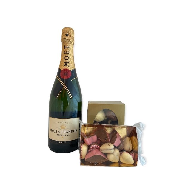 Moët & Chandon Champagne Brut 75CL Valentijnspakket met Chocolade