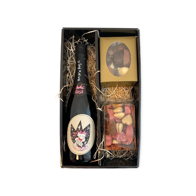 Rock 'n Rolle Valentijnspakket Queen 75CL met Chocolade