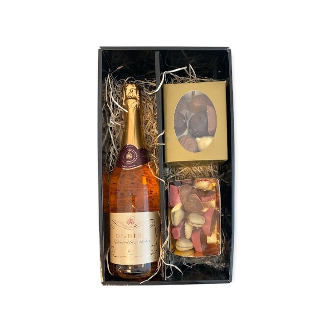 OddBird alcoholvrij Valentijnspakket sparkling Rosé 75CL met Chocolade