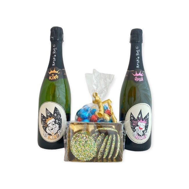Rock 'n Rolle Paaspakket King & Queen 75CL met Paaseitjes en Paasflikken