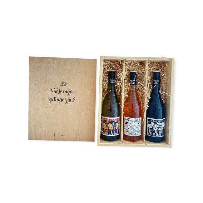 Gepersonaliseerde kist met 3 Wijnen