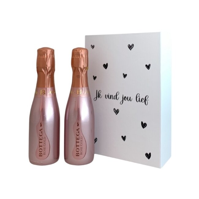 Bottega Gepersonaliseerde doos met 2 Prosecco Gold / Rosé 20CL