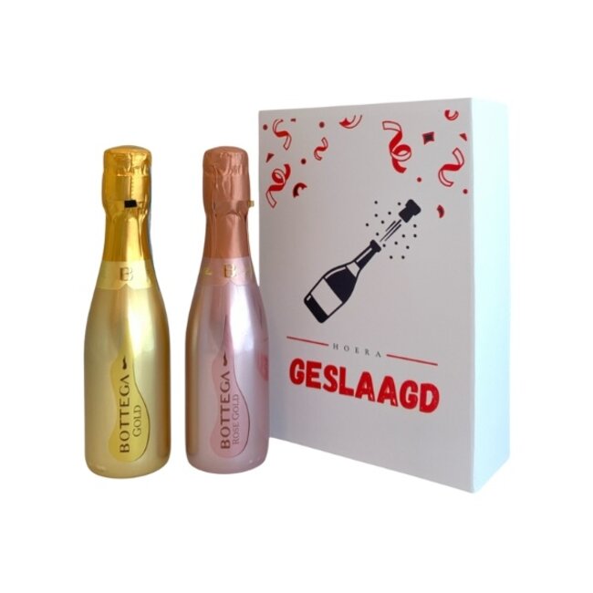 Bottega Geslaagd doos met 2 Prosecco Gold / Rosé 20CL