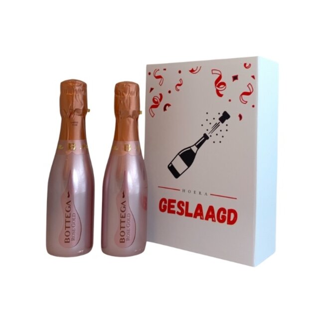 Bottega Geslaagd doos met 2 Prosecco Gold / Rosé 20CL