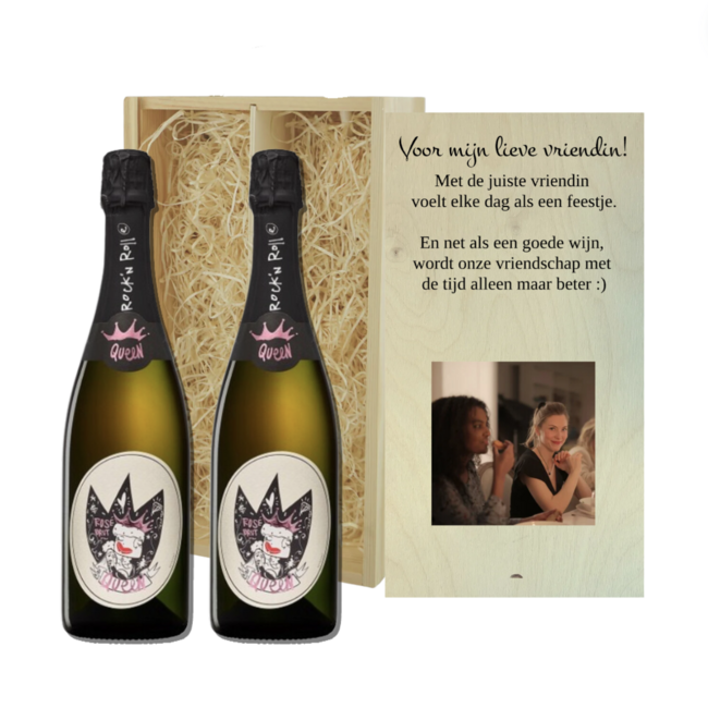 Gepersonaliseerde kist met 2 flessen Bubbels