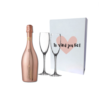 Bottega "Ik vind jou Lief"  Rosé 75cl met 2 flutes geschenkdoos