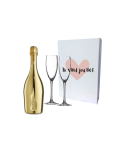 Bottega "Ik vind jou Lief"  Gold 75cl met 2 flutes geschenkdoos