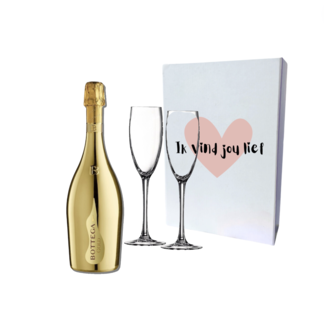 Bottega "Ik vind jou Lief"  Gold 75cl met 2 flutes geschenkdoos