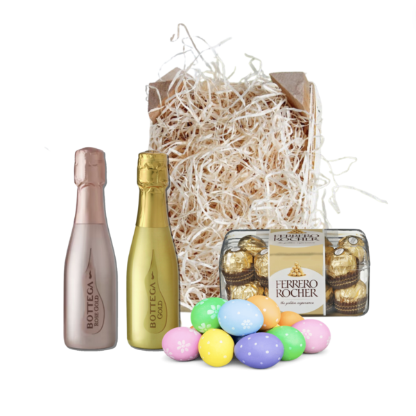 Bottega Paaspakket Gold & Rosë 20cl met Paaseitjes en Ferrero Rocher