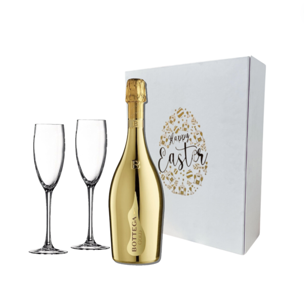 Bottega Gold met 2 flutes Paasgeschenkdoos