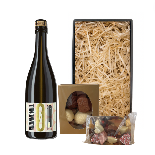 Kolonne Null alcoholvrij Valentijnspakket sparkling Rosé 75CL met Chocolade