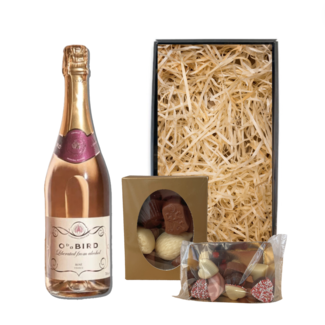 OddBird alcoholvrij Valentijnspakket sparkling Rosé 75CL met Chocolade