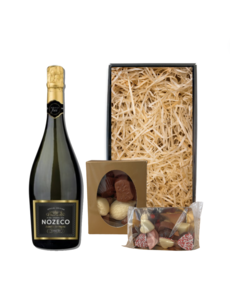 Nozeco alcoholvrij Valentijnspakket sparkling White 75CL met Chocolade