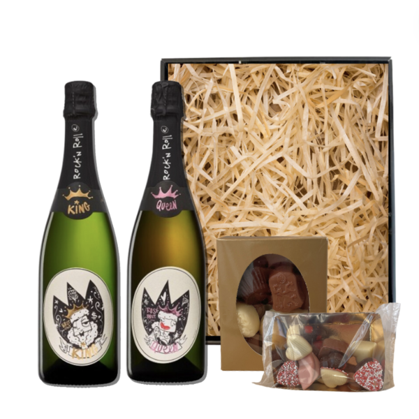 Rock 'n Rolle Valentijnspakket King 75CL & Queen 75CL met Chocolade