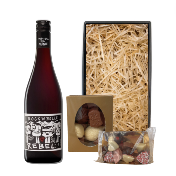 Rock 'n Rolle Valentijnspakket Rebel Red 75CL met Chocolade