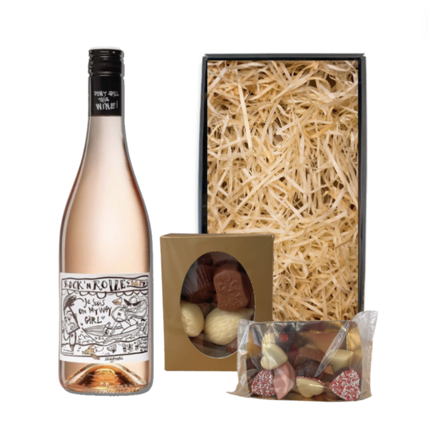 Rock 'n Rolle Valentijnspakket Baby Rosé 75CL met Chocolade