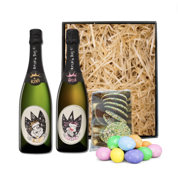 Rock 'n Rolle Paaspakket King & Queen 75CL met Paaseitjes en Paasflikken