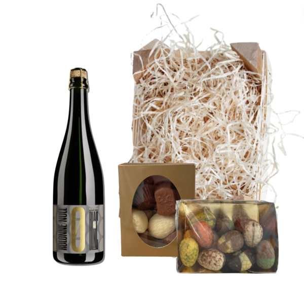 Kolonne Null Alcoholvrij Paaspakket Sparkling White 37,5CL met Luxe Paaschocolade en Bonbons