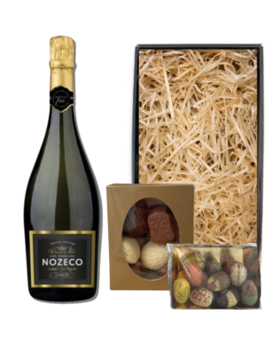 Nozeco Alcoholvrij Paaspakket Sparkling White 75CL met Luxe Paaschocolade en Bonbons