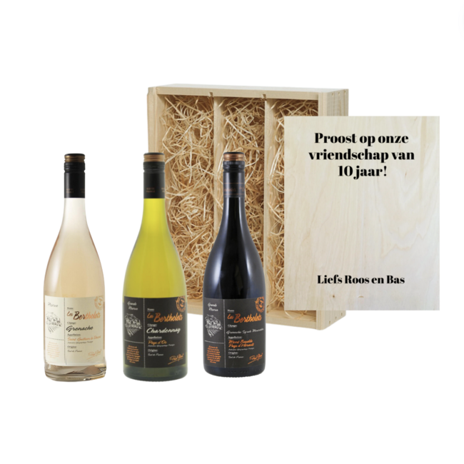 Gepersonaliseerde kist met 3 Wijnen