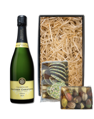 Gauthier-Christophe Paaspakket Brut Reserve 75CL met Luxe Paaschocolade en Paasflikken