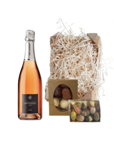 Eric Legrand Paaspakket Champagne Rosé 37,5CL met Luxe Paaschocolade en Bonbons