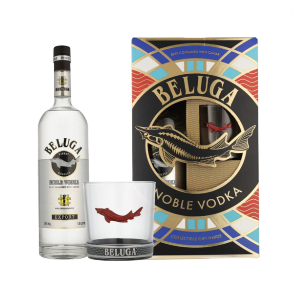 Beluga Noble Russian Vodka 70CL met glas