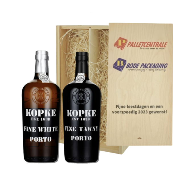 Gepersonaliseerde kist met 2 flessen Port