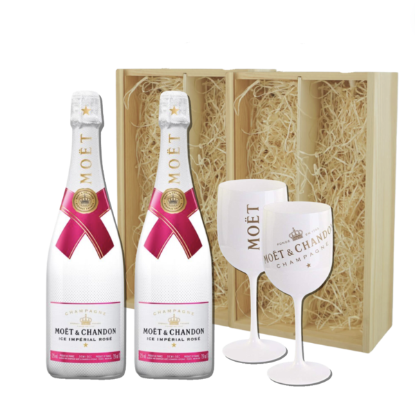 Moët & Chandon Ice Rosé in Geschenkkist 2x 75CL + 2 Glazen