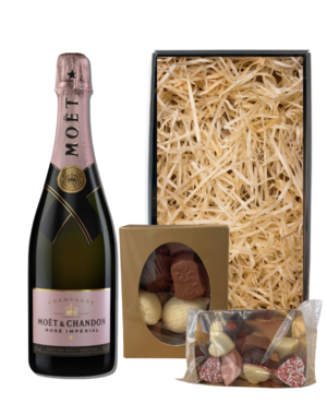 Moët & Chandon Champagne Rosé 75CL Valentijnspakket met Chocolade