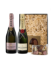 Moët & Chandon Champagne Brut 75CL & Rosé 75CL Valentijnspakket met Chocolade