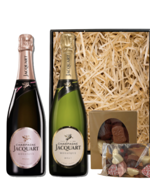 Jacquart Champagne Brut 75CL & Rosé 75CL Valentijnspakket met Chocolade