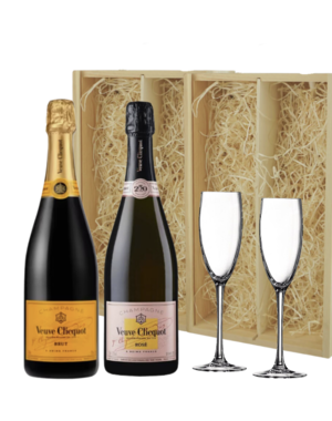 Veuve Clicquot  Geschenkkist met 2 flutes VCP brut & rose