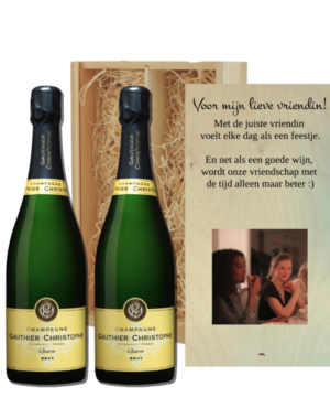  Gepersonaliseerde kist met 2 Champagnes