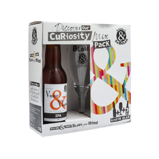 De Molen De Molen Giftpack Curiosity 3+1 met Bierglas