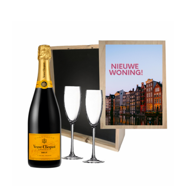 Gepersonaliseerde kist met Champagne en 2 glazen
