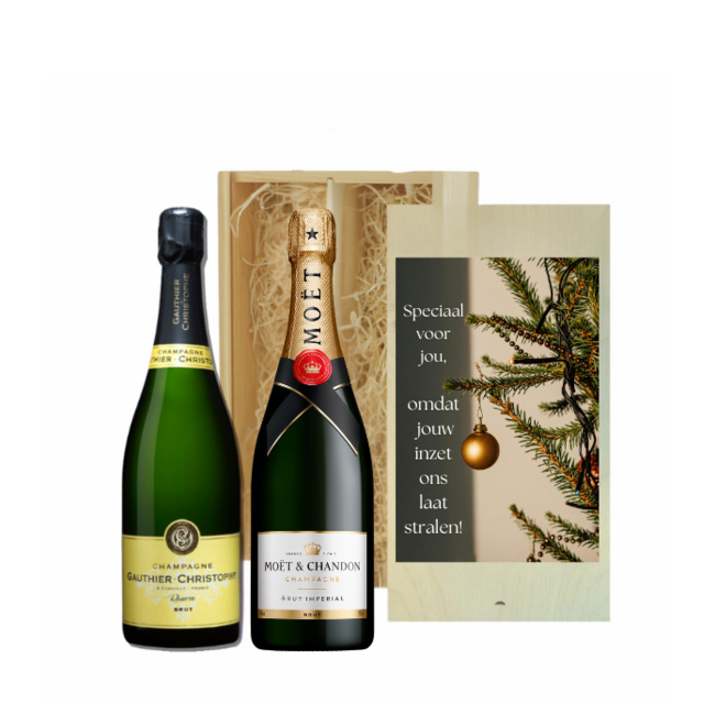 Gepersonaliseerde kist met 2 Champagnes
