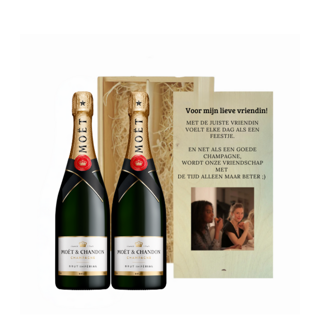 Gepersonaliseerde kist met 2 Champagnes