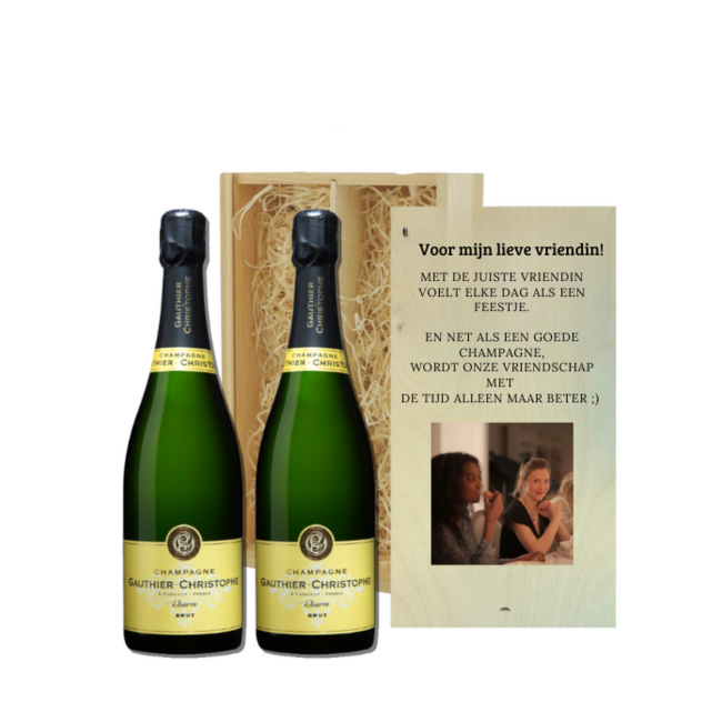 Gepersonaliseerde kist met 2 Champagnes