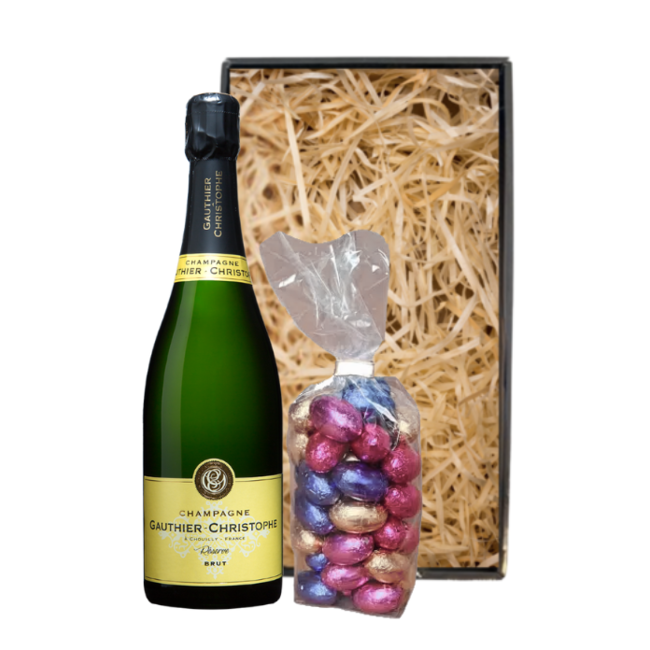 Gauthier-Christophe Paaspakket Brut Reserve 75CL met  Paaschocolade