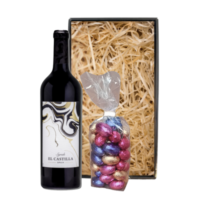 El Castilla Paaspakket Rood Syrah 75CL met Paaseitjes